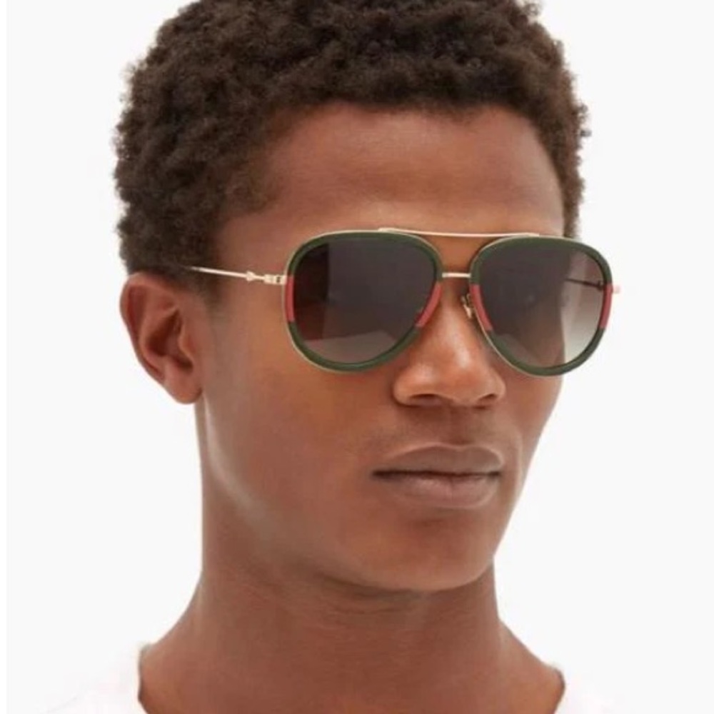 NEW GUCCI GG0062S 003 UNISEX GREEN RED SUNGLASSES - Picture 6 of 14